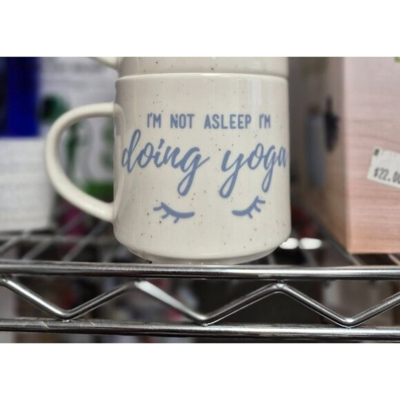 Decorative Ceramic Mug With "Im Not Asleep Im Doing Yoga" Quote - Picture 2 of 2